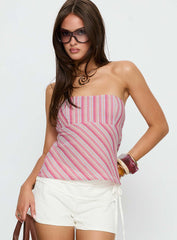 Elery Strapless Top Pink Stripe