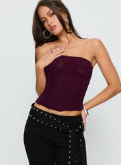 Oscuro Longline Mesh Corset Top Currant