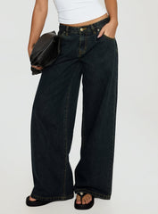 Supercut Low Rise Baggy Pleat Jeans Grunge Wash