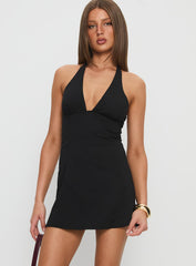 Dignified Tie Neck Playsuit Black