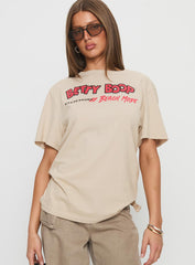 Betty Boop Beach Mode Oversized Graphic Top Washed White