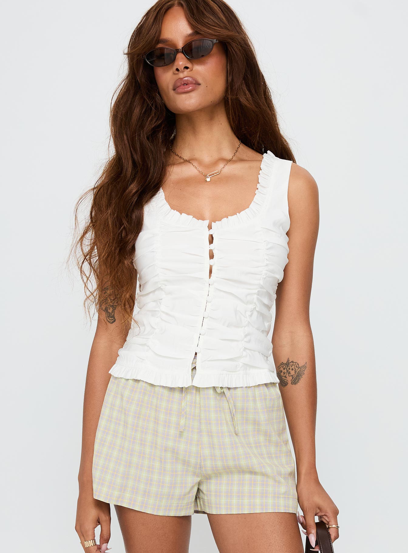 Almeda Button Up Top White