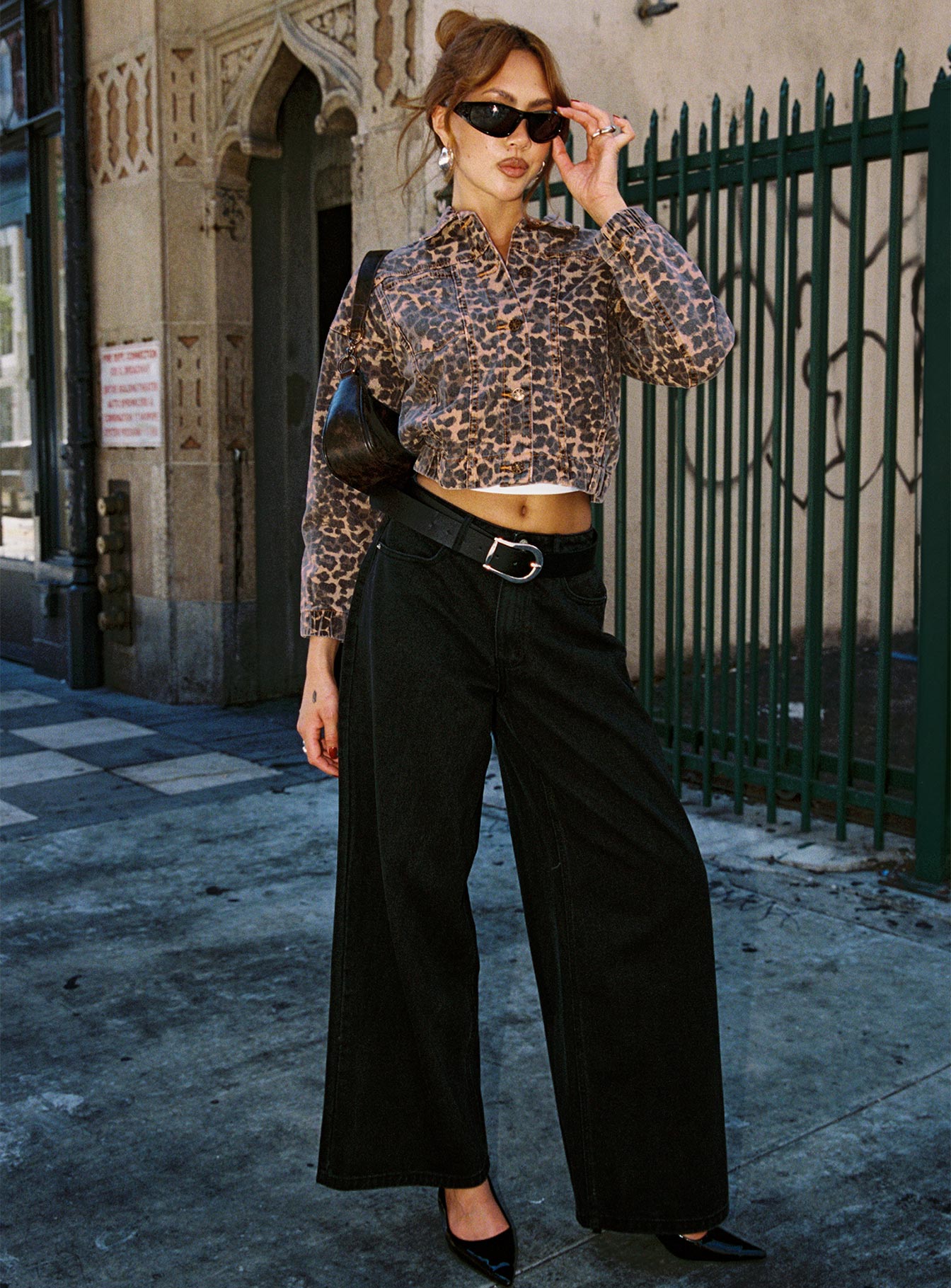 Naylor Mid Rise Wide Leg Jeans Washed Black Denim Petite