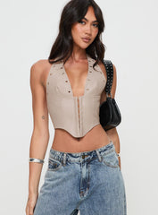 Palladia Faux Leather Jordy Corset Taupe