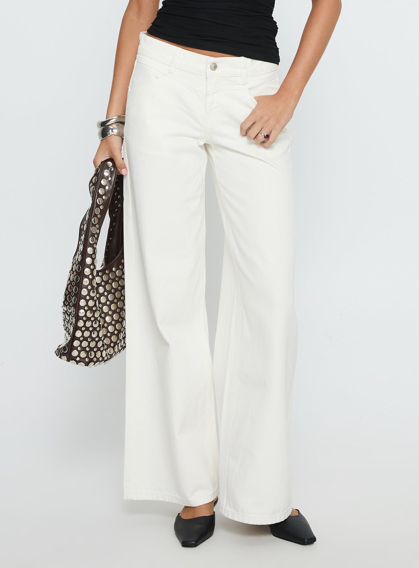 Catiana Low Rise Wide Leg Jeans White