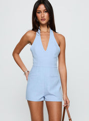 Del Rio Halter Playsuit Blue