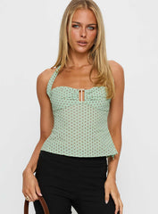 Isabetta Halter Top Green Polka