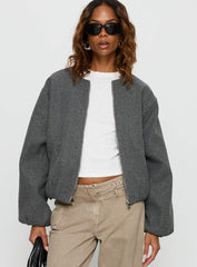 Karletta Cropped Bomber Jacket Grey