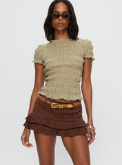 Deei Double Ruffle Mini Skort Chocolate