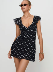 I Guess So Mini Dress Black Polka Dot Tall