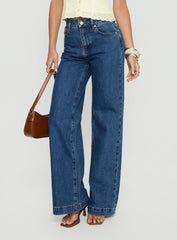Goldie High Rise Wide Leg Jeans Mid Blue Wash