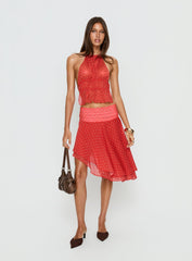 Legacy Midi Skirt Tomato Polka