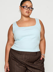 Baseline Square Neck Rib Tank Top Light Blue Curve