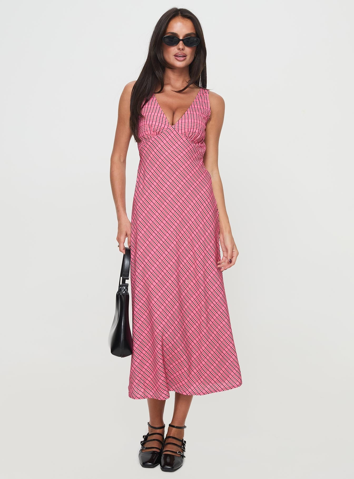 Nellie Midi Dress Pink Check