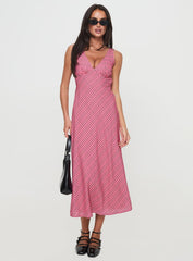 Nellie Midi Dress Pink Check