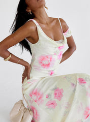 Somebody Like Me Asymmetrical Midi Dress Pink Floral