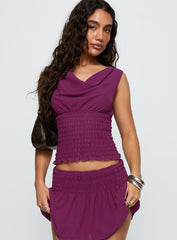 I Belong Shirred Top Wine