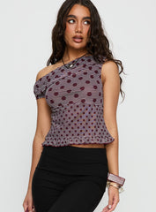 Tarya Top Stripe Polka Plum
