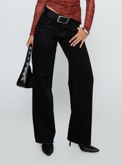 West End Girl Mid Rise Straight Leg Jeans Washed Black