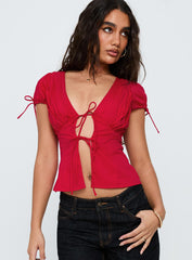 Incomparable Pleated Bust Top Red