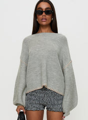 Baby I'm Back Knit Sweater Grey / Pink