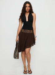Benjy Chiffon Waterfall Midi Skirt Brown
