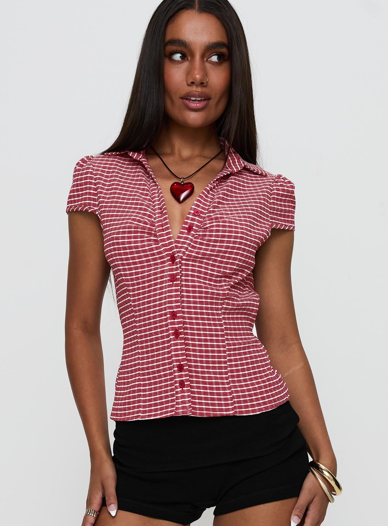 Arianwyn Short Sleeve Shirt Red Check
