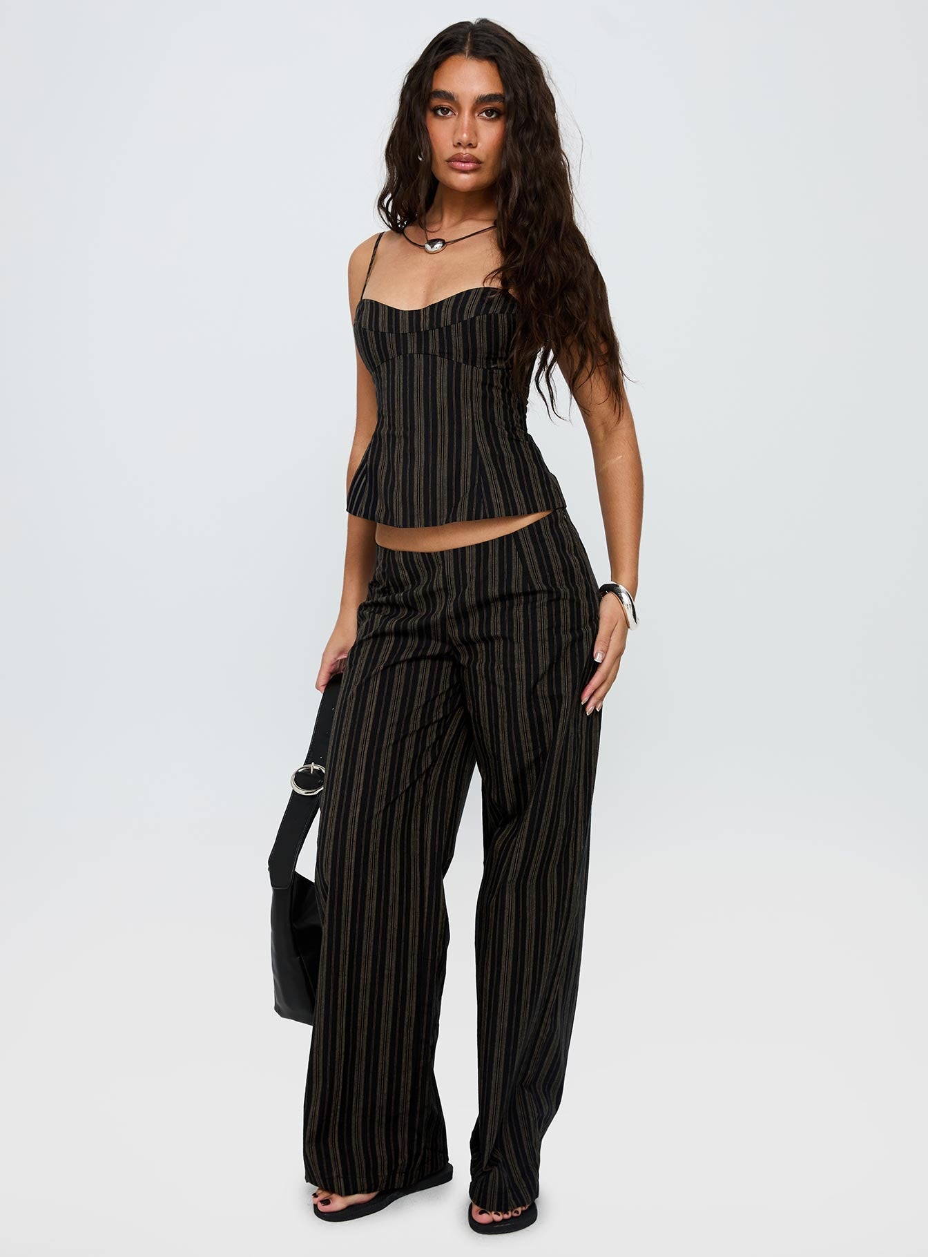 Kierstyn Corset Set Black Stripe