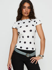 Truthfully Low Back Top White Polka Dot