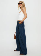 Naylor Mid Rise Wide Leg Jeans Mid Blue Denim Tall