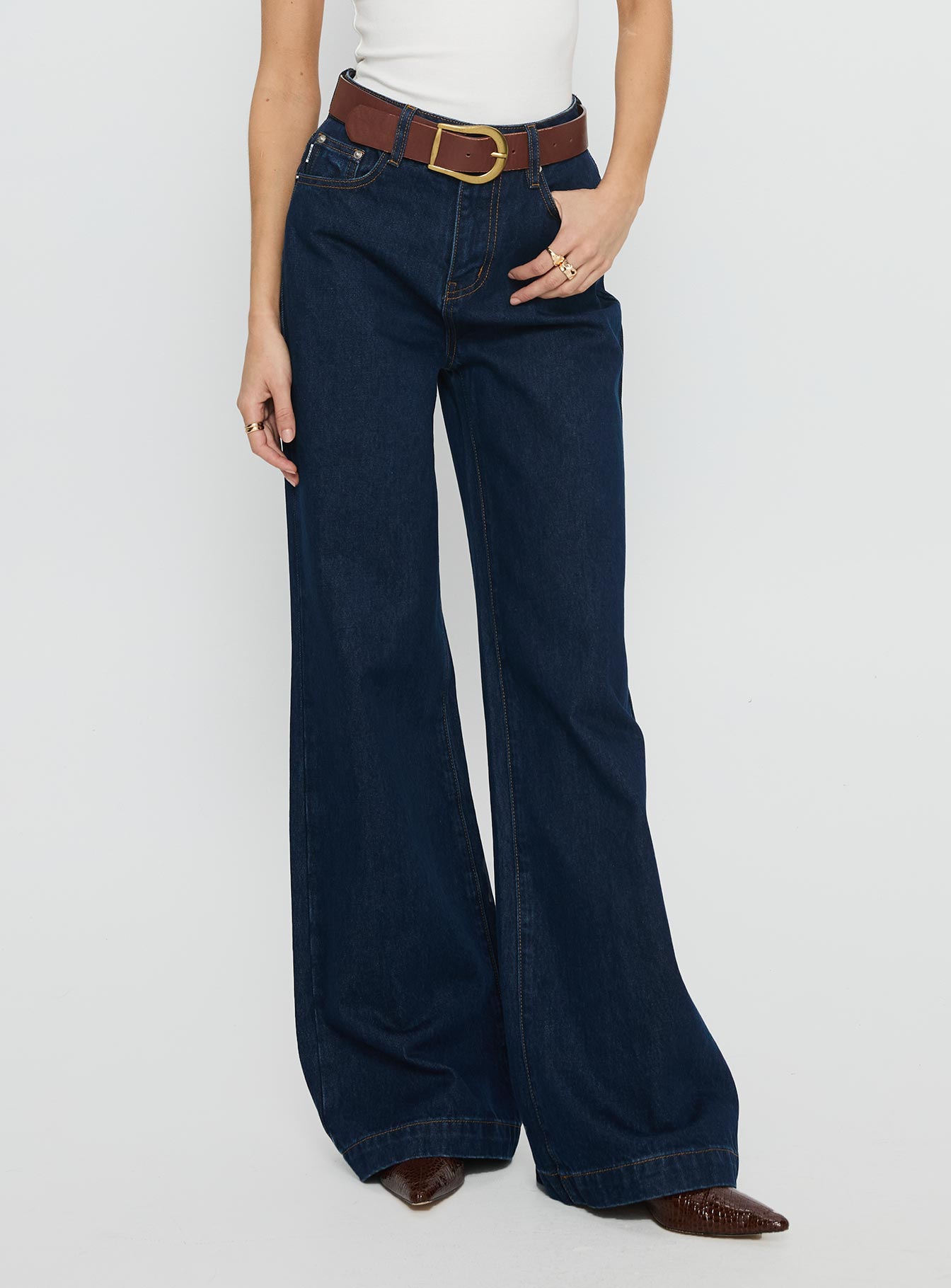 Goldie High Rise Wide Leg Jeans Indigo