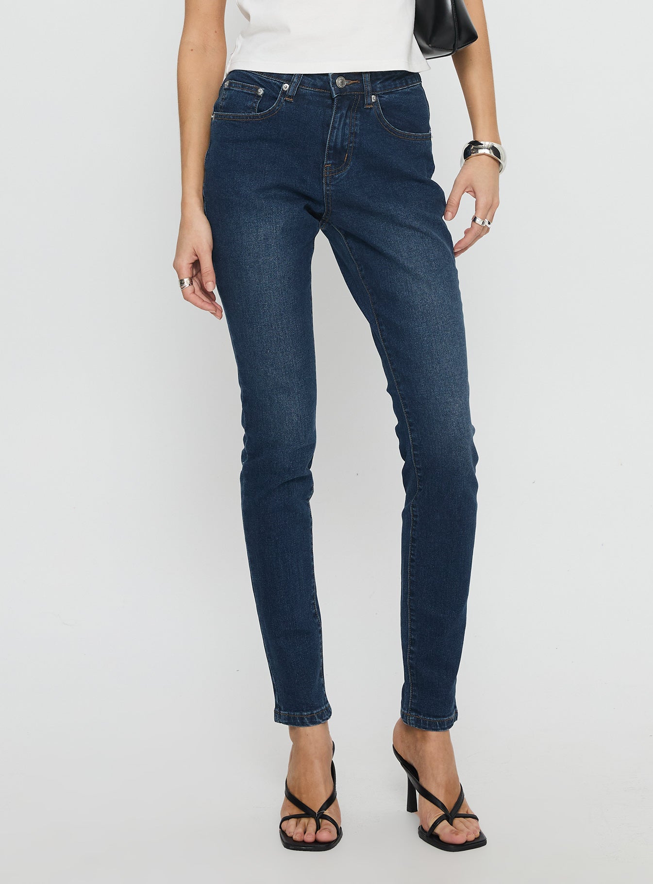 Illyssa Mid Rise Skinny Jeans Mid Blue Wash