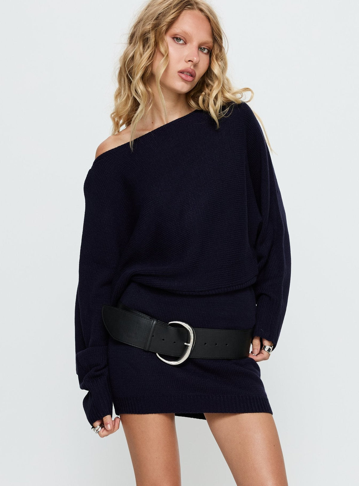 Bellamie Long Sleeve Mini Dress Navy