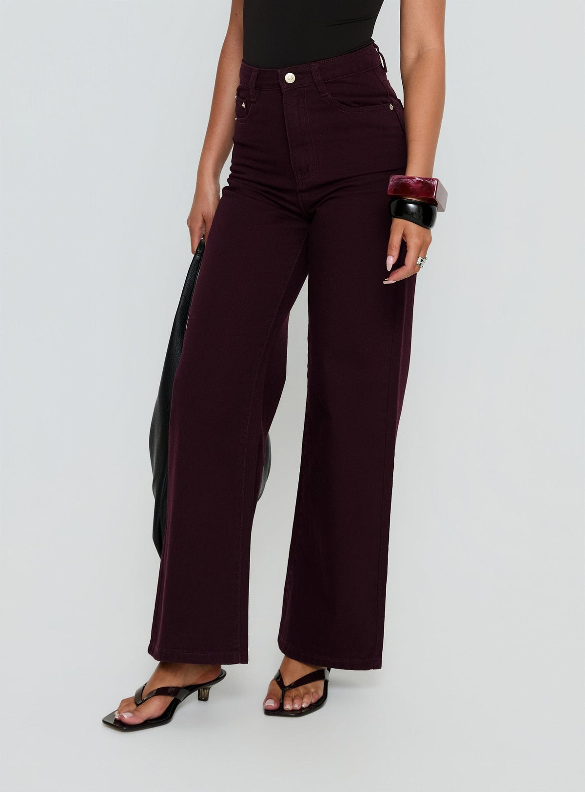 Nicolo High Rise Straight Leg Jeans Currant