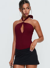Bridey Cut Out Bodysuit Red
