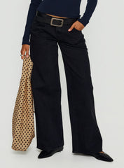 Supercut Low Rise Baggy Pleat Jeans Washed Black