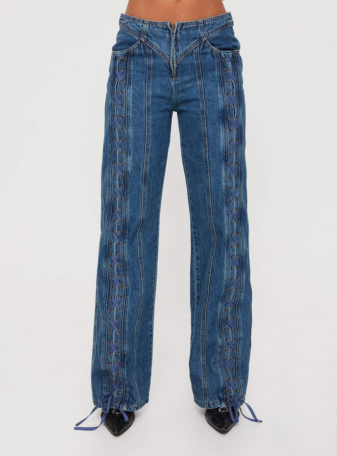 Day Dream Mid Rise Straight Leg Jeans Dark Blue Wash
