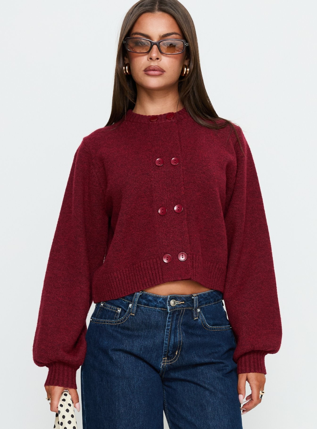 Kammi Button Up Cardigan Red