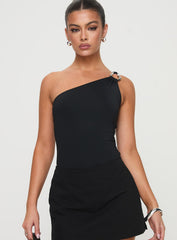Talija One Shoulder Bodysuit Black Tall
