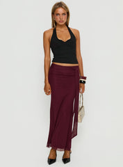 Caviar Tie Maxi Skirt Currant
