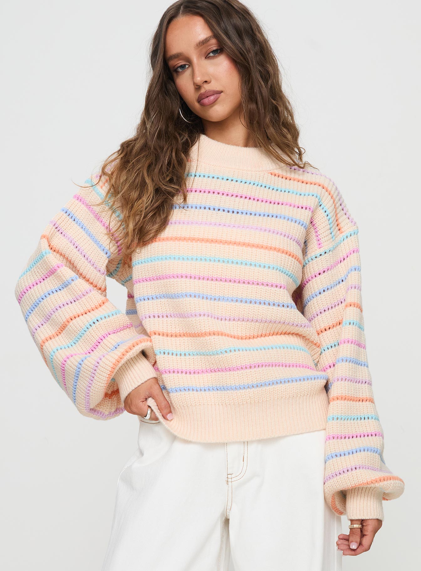 Harmony Balloon Sleeve Knit Sweater Multi