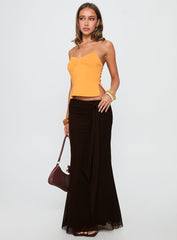 Caviar Tie Maxi Skirt Chocolate