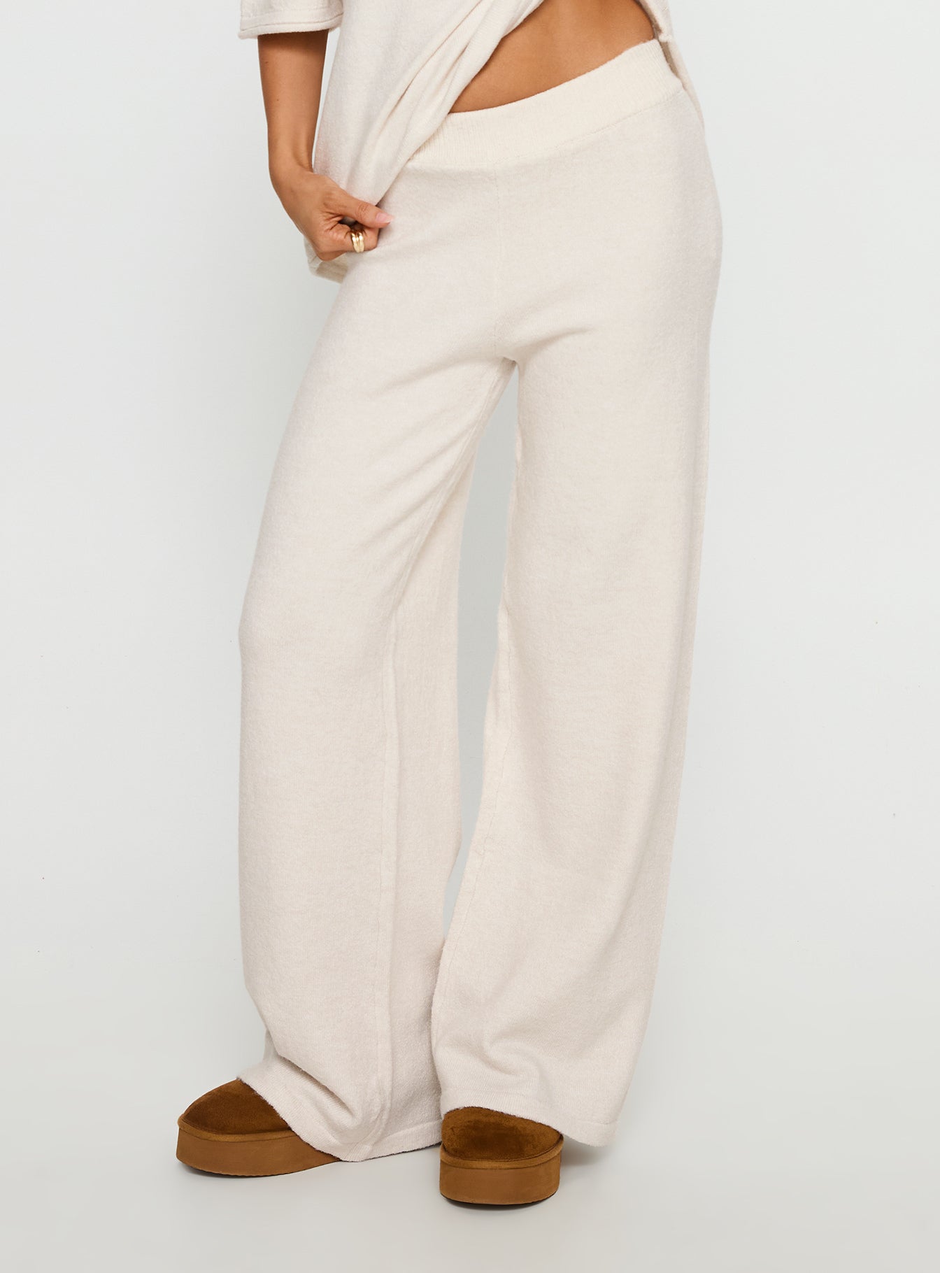 Bekki Wide Leg Knit Pant Oat