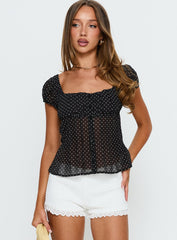 Rolina Top Black Polka
