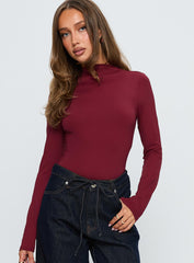 Augustness Long Sleeve Bodysuit Burgundy