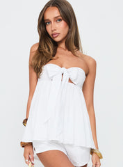 Estellar Strapless Tie Detail Top White