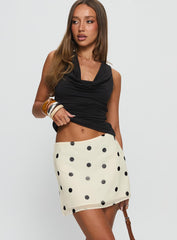 Adelaida Ruffle Mini Skirt Cream Polka Dot