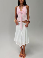 Adrea Asymmetrical Midi Skirt White