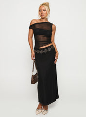 Aristocrat One Shoulder Mesh Set Black
