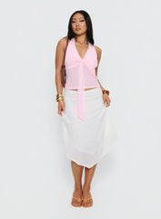 Adrea Asymmetrical Midi Skirt White